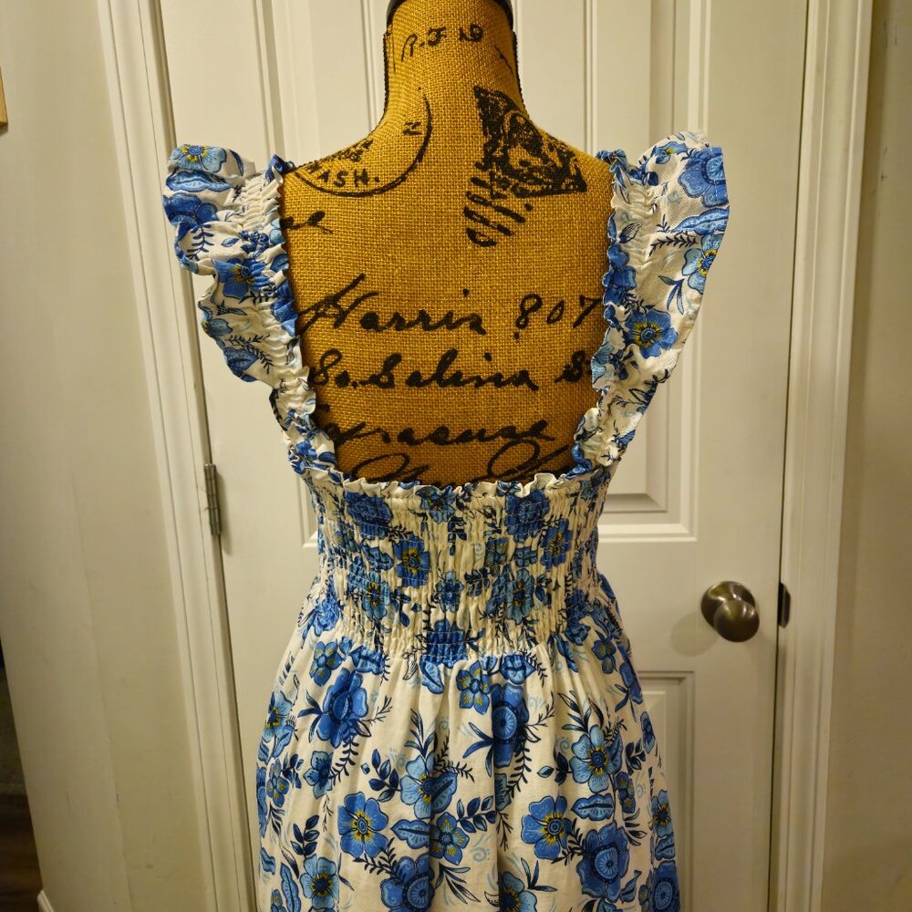 *SOLD*Haute Hippie Midi Blue Floral Dress Size 4 - Picture 8 of 13